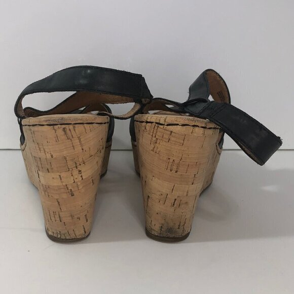BORN Sandals Women's Size 10 Black Wedge Open Toe Shoes CQL12 883603 - Picture 6 of 12